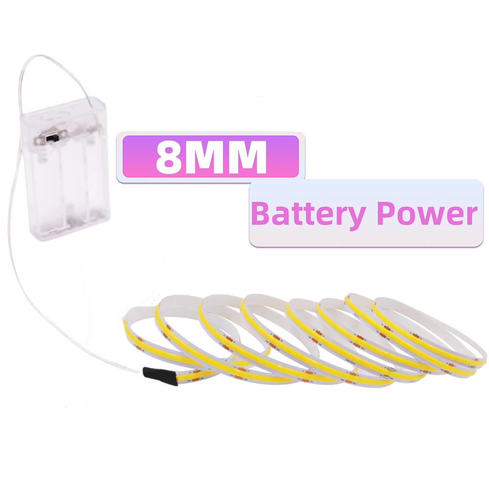 5V COB LED Light Strip Motion Sensor 320LEDs/m 3AAA Battery USB Powered 3MM 5MM 8MM For Cabinet Wardrobe Kitchen Stair Lighting