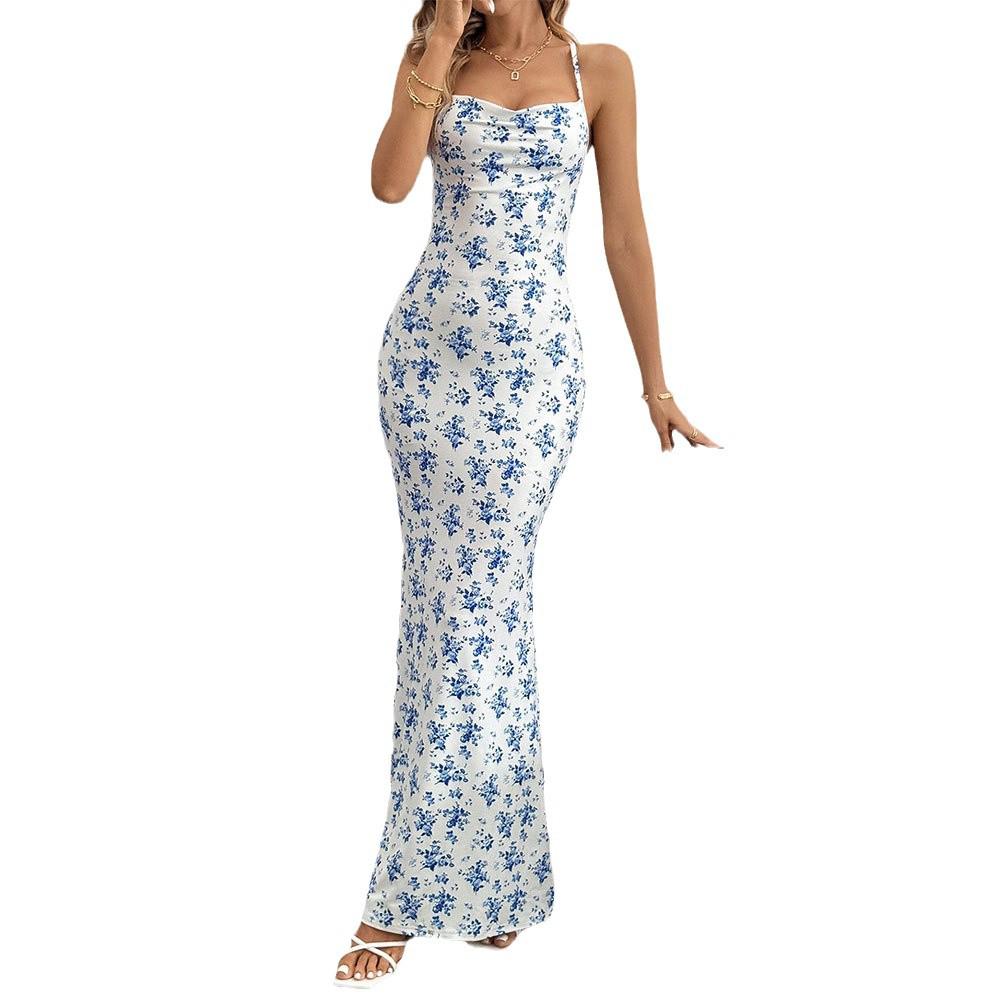 Cross-border Women's Floral Vacation Dress - Spring/Summer 2025, Sweet & Fresh Backless Suspender Style