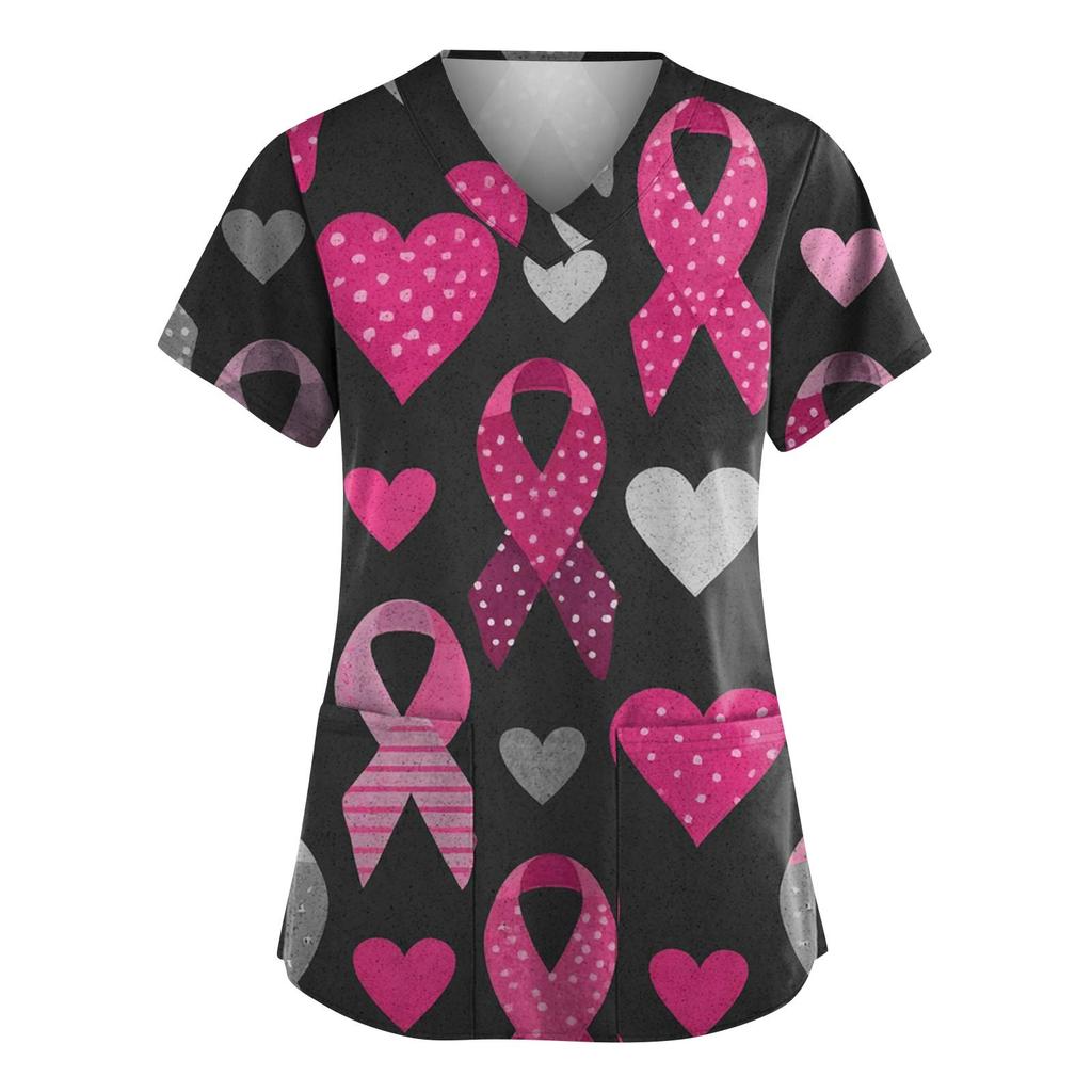 Dámská móda Overal s V výstřihem a krátkým rukávem s kapsami Potištěné topy Oblečení