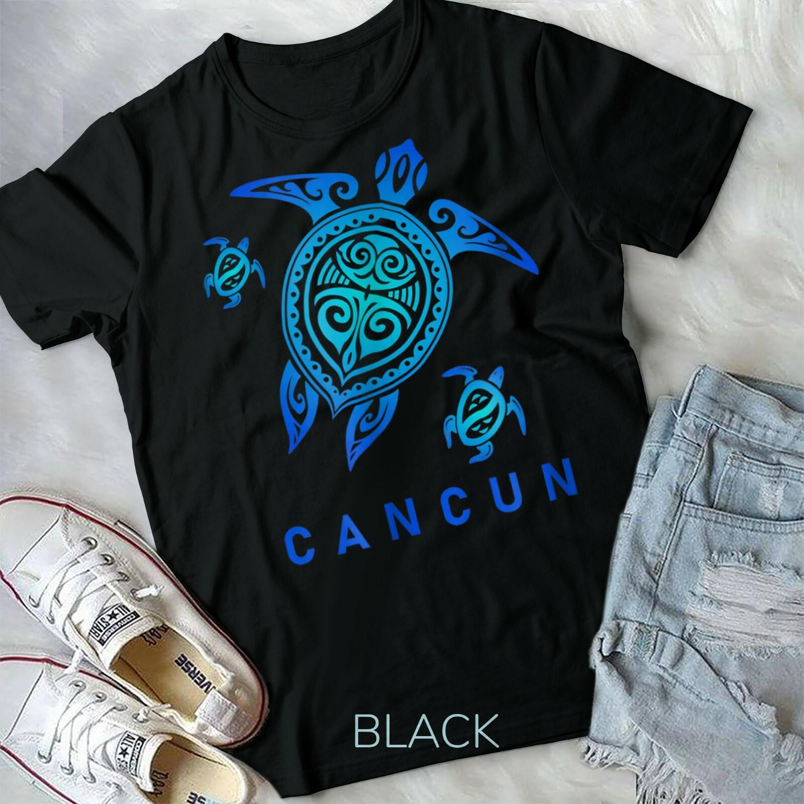 Cancun Mexico T-shirt Sea Blue Tribal Turtle Unisex Form T-shirt Youth T-shirt S