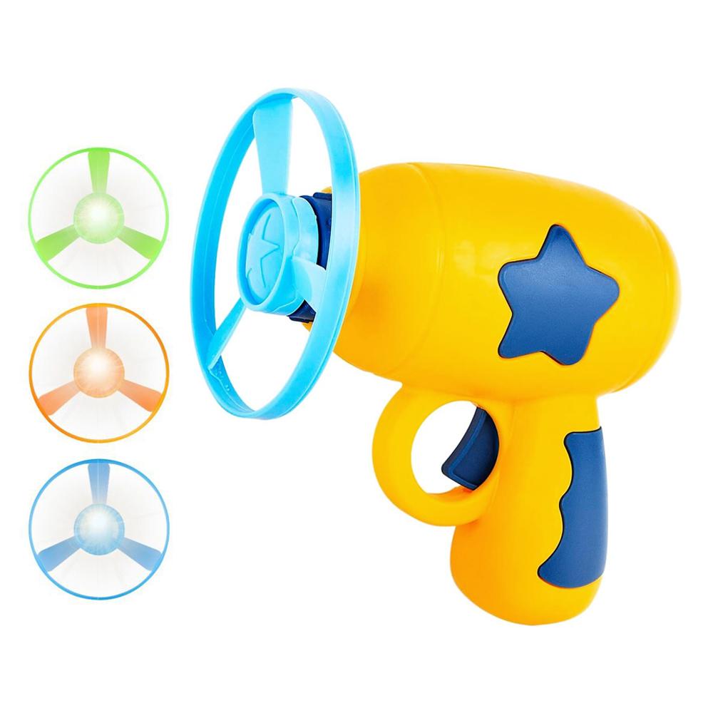 2 In 1 Flying Saucer Gyroscope Gun Flying Disc Launcher Toy Kids Interactive Toys Set (7Pcs)