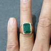 Rich Green Natural Emerald 925 Sterling Silver Yellow Gold Overlay Ring Jewelry, Handmade Gift Ring Jewelry