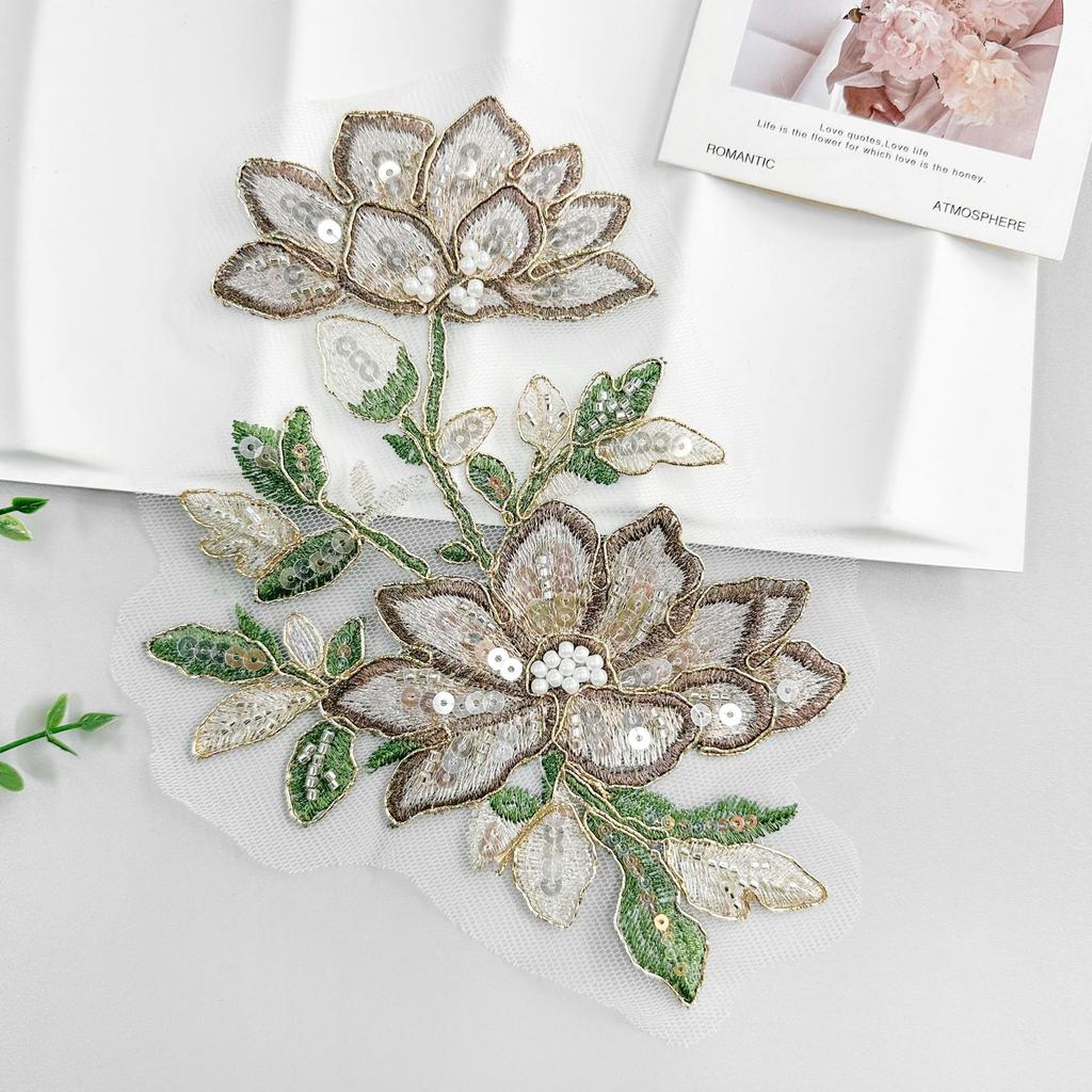 Embroidery Applique Multi-Color Three-Dimensional Flower Bead Sequined Cloth Sticker Clothing Top Skirt Luggage Cloth Sticker Accessories