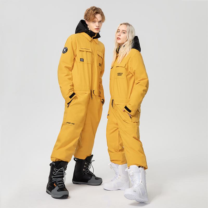 Salopetă Ski Dintr-o Piesă Groasă Bărbați Femei Sporturi în Aer Liber Jachetă Snowboard Salopetă Călduroasă Impermeabilă Haine de Iarnă Salopete cu Glugă