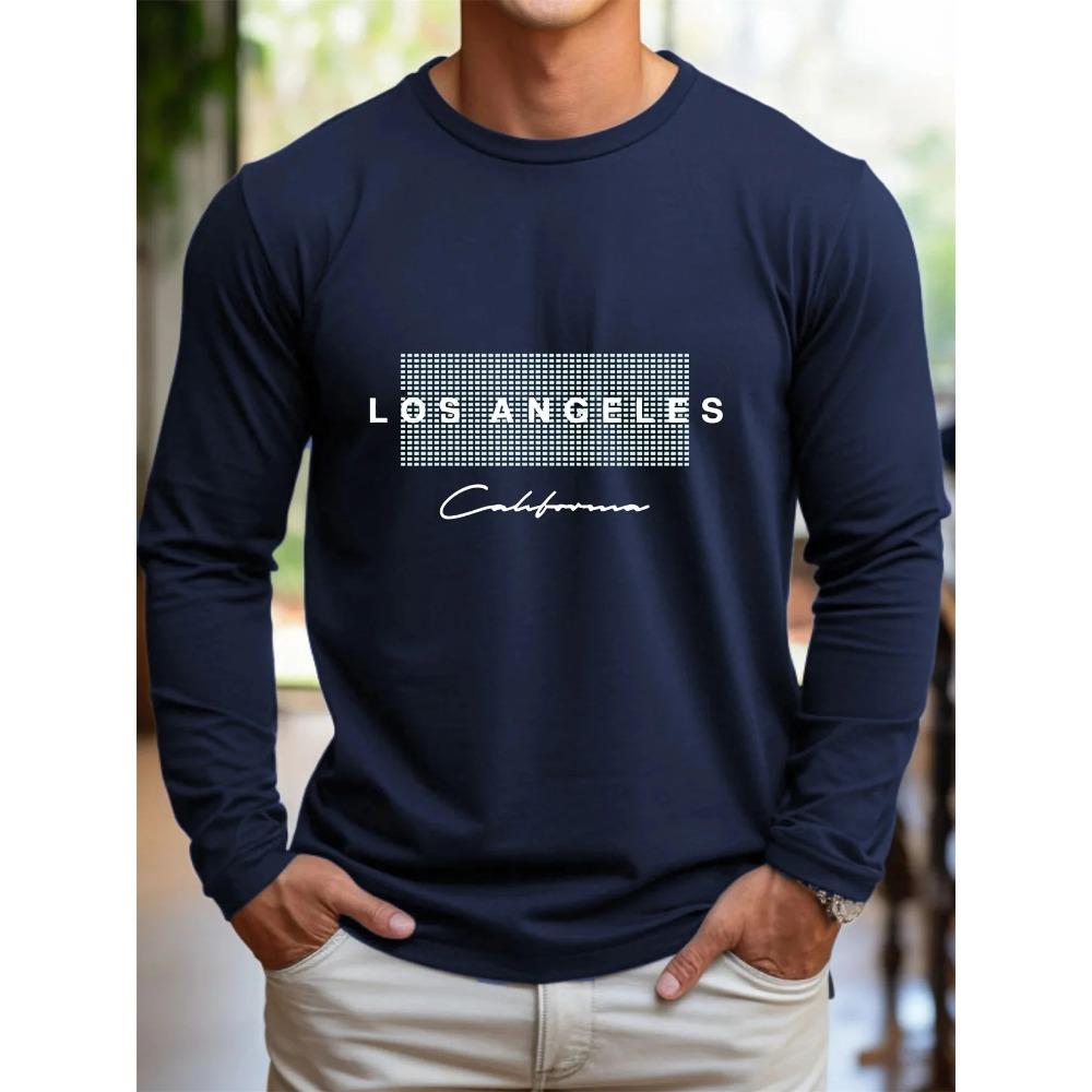 

Весенне-осенние футболки с круглым вырезом и 3D-принтом Лос-Анджелес Калифорния , модные повседневные мужские футболки с длинным рукавом 5XL