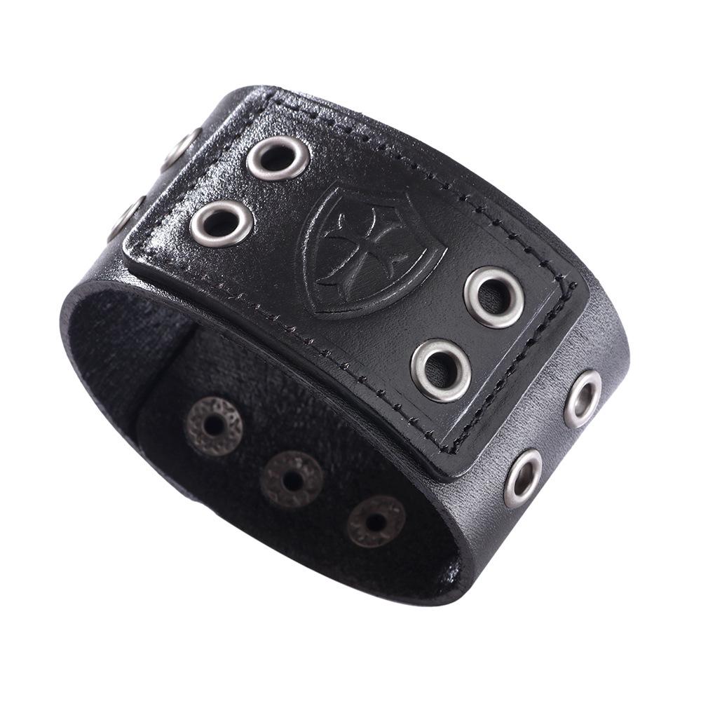 Qinuo Vintage European and American Genuine Leather Bracelet - Classic Simple Design.