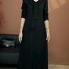 2025 Autumn/Winter Women's Long-Sleeve Loose Slimming Mid-Length Solid Color Dress