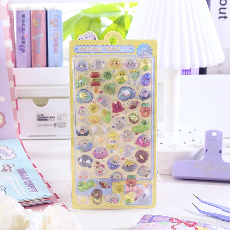 דף 1 מדבקות תלת מימד מצחיקות מתוקות של חיות קטנות, סקראפבוקינג, עשה זאת בעצמך, קישוט יומן, כלי כתיבה ליומנאות, מדבקות קוואי