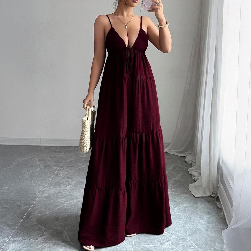 Elegant European & American Strappy Bandeau Long Dress - Autumn/Winter 2026 Women's Collection