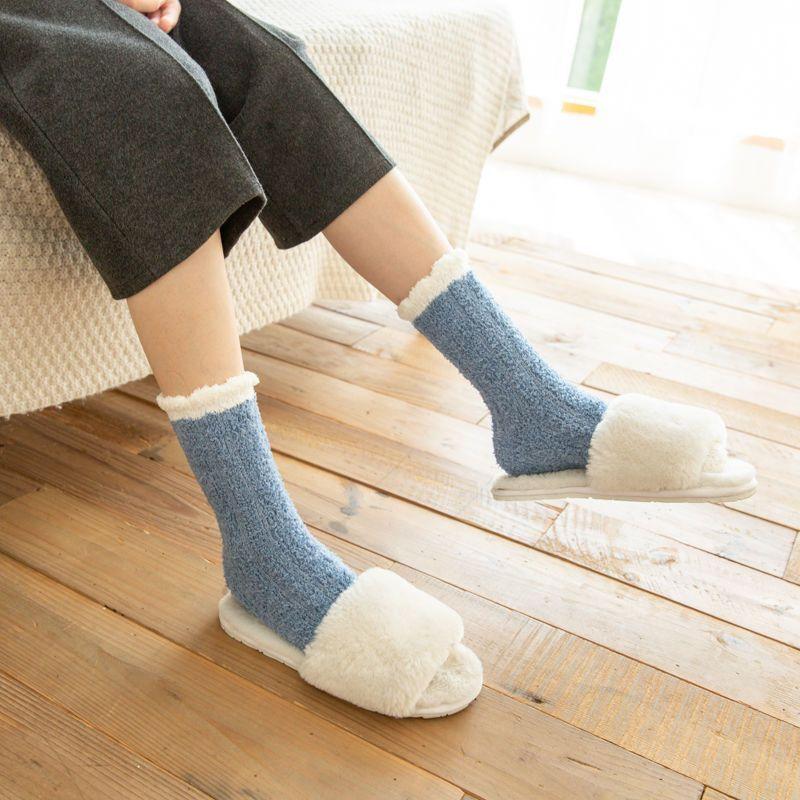 Women Woolen Socks New Autumn Winter Cute Thick Sleep Postpartum Socks Warm Home Floor Socks Coral Fleece Socks