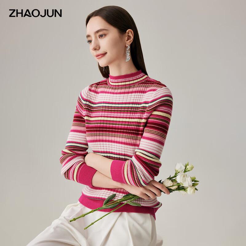 

Zhaojun Women s 2025 A/W Colorful Striped Wool Sweater S