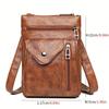 Borse a Tracolla Mini in Finta Pelle Vintage per Donna, Borsa per Cellulare, Portafoglio Giornaliero Multistrato con Zip, Borsa a Spalla Monocolore