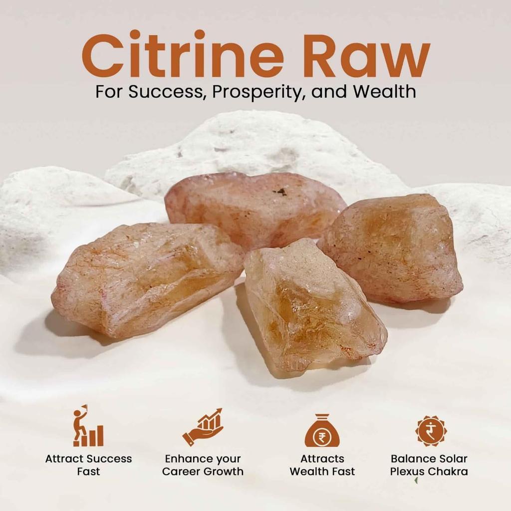 Original Raw Citrine Stone - Natural Certified Raw Citrine Crystal for Attracting Success, Abundance, Prosperity, Wealth, Creativity, Mental Clar