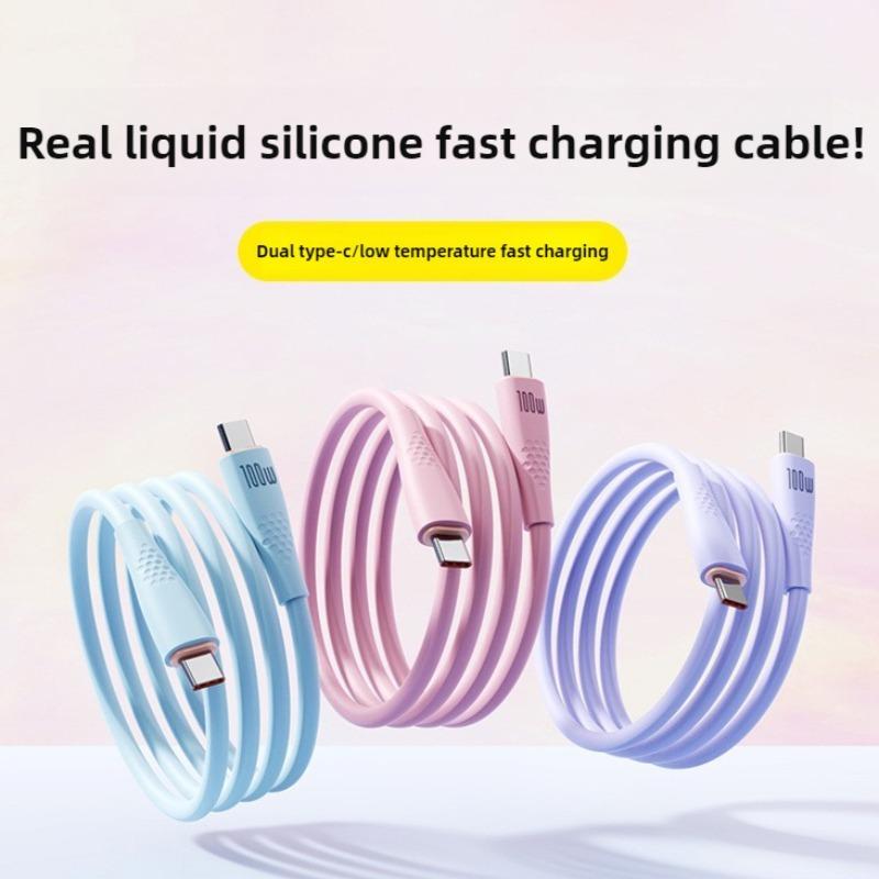 PD100W Super Fast Charge Cable Type-C Liquid Silicone Cable for IPhone 16 15 Samsung XiaoMi HuaWei Quick Charger USB C Data Wire