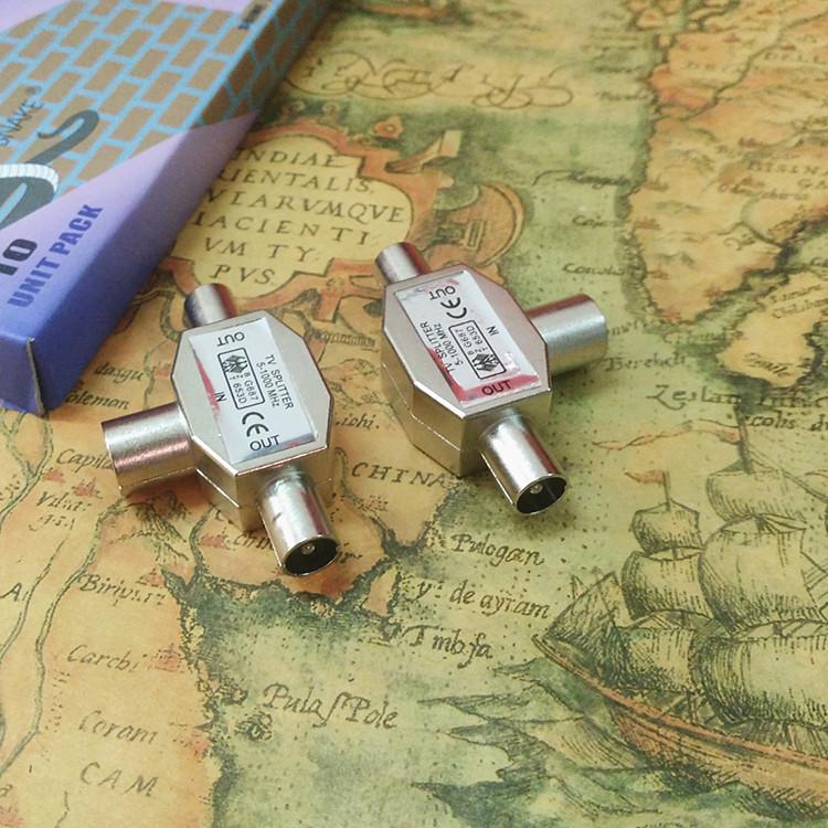 Dual Male Female TV Antenna Splitter Adapter Cable