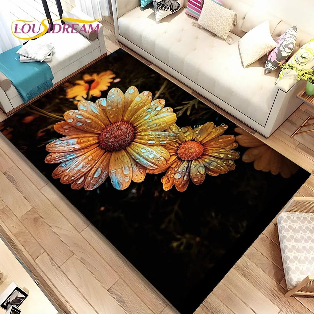 Nordic 3D Daisy Flower Area Rug,Carpet Rug for Home Living Room Children Bedroom Sofa Doormat Decor,kids Play Non-slip Floor Mat