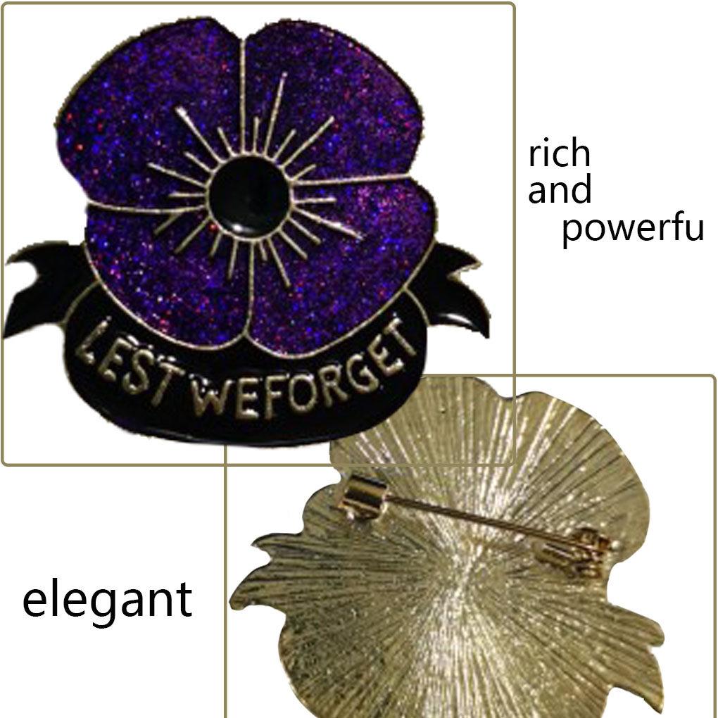 Women Brooch Purple Poppy Flower Alloy Breastpin Lapel Pin Brooch Decoration Gift