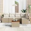 Ensemble de Canapés de Jardin de 6 pièces avec Coussins Beige Poly Rattan Acacia, Canapé de Jardin 2 Places avec Coussins 3347708