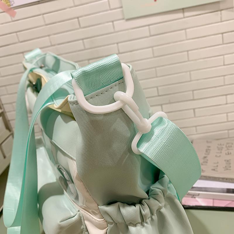 College Contrast Color Stitching Shoulder Bag Women's Lightweight Crossbody Bag Student Class Bag