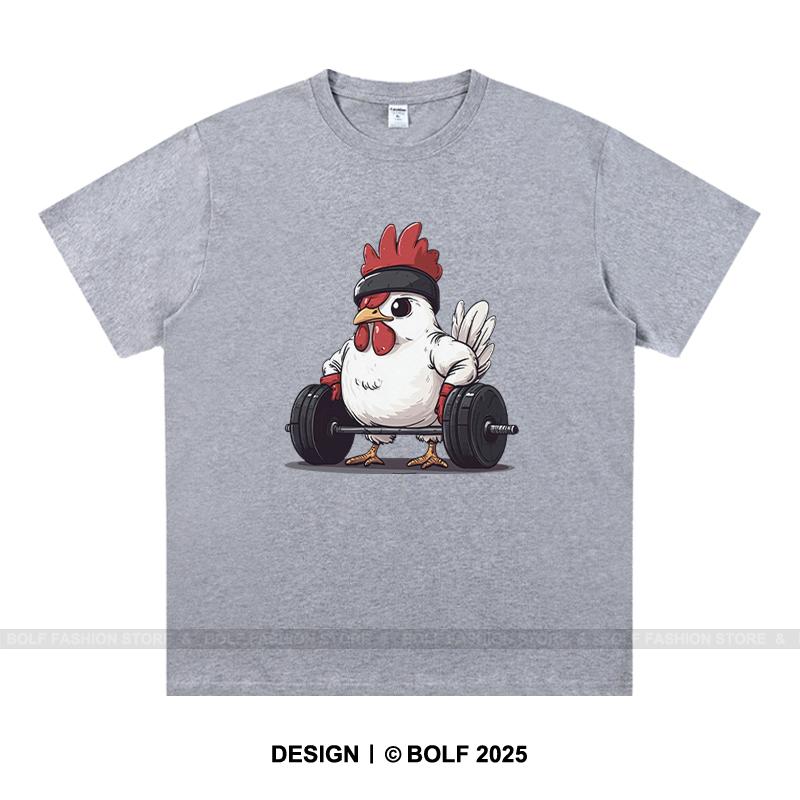 Fitness Kuře Potisk Pánské Tričko 100% Bavlna Nadměrná Grafická Trička pro Muže Ženy Street Wear Topy Trička