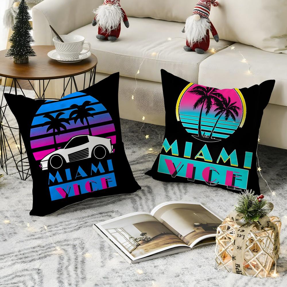 Miami Vice Pillow Case Pattern Printed Pillowcase For Living Room Sofa Cushion Cover Bedroom Decor