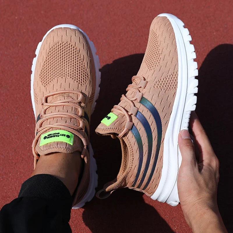 New Fashion Men Sneakers Bottom Platform Outdoor Running Lightweight Female Sneakers Breathable Vulcanized Mesh Casual Shoes