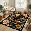 Bee Theme Soft Crystal Velvet Rug Custom Name & Text Print Non Slip Floor Rug for Bedroom Living Room