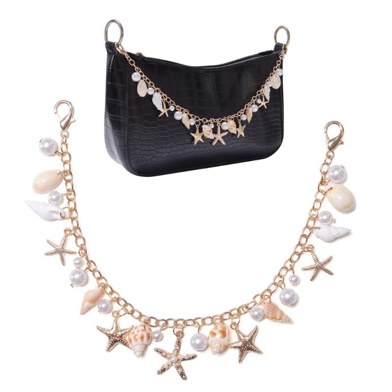 Lightweight Bag Accessory Shell Starfish Imitation Pearls Key Ring For Purse Or Phone Handmade Purse Accessories