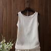 Spring/Summer Women's  Cotton and Hemp Vest T-shirt Loose Bottom Versatile Outer Sleeveless Solid Color Top