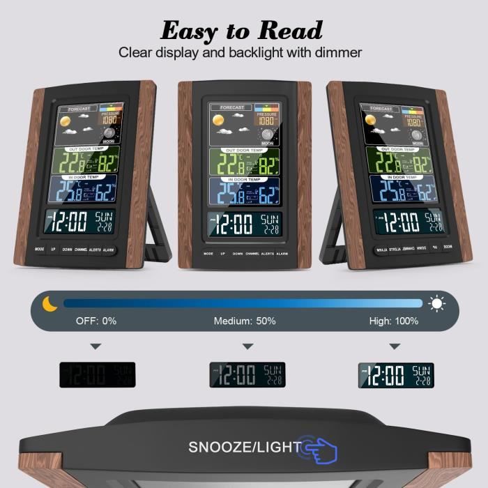 Station météo - grand écran lcd - sans fil - thermomètre hygromètre