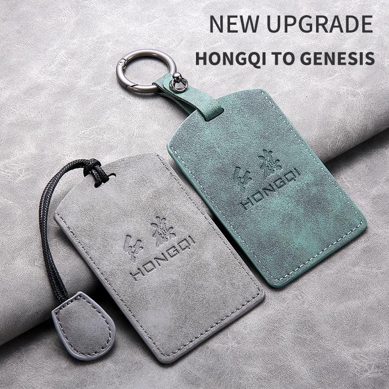 Sheepskin Leather Car NFC Card Samrt Key Case Cover Protector Shell For FAW Hongqi HS7 HS5 H7 H9 E-HS3 2019 Keychain Accessories