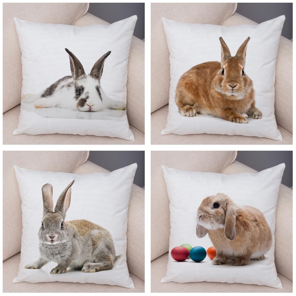 Home Sofa Kids Room Decor Cute Pet Animal Print Cushion Cover Pillowcase  Rabbit