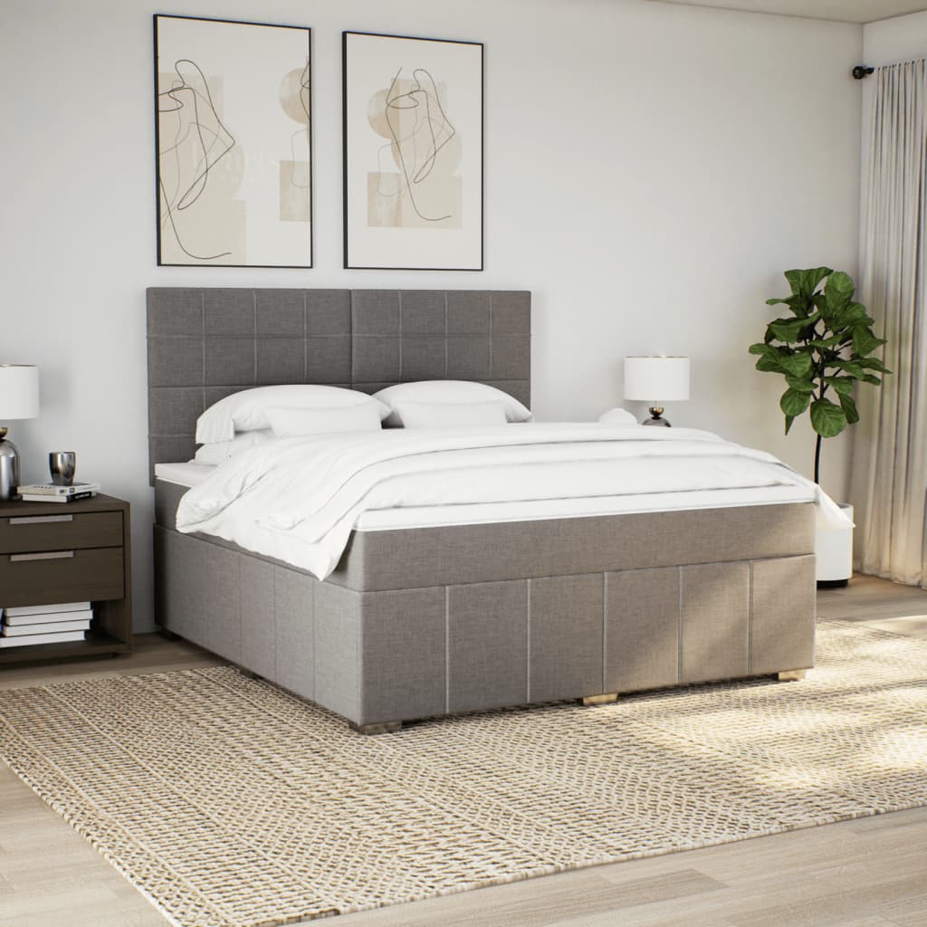 Vidaxl Kontinentalbett Mit Matratze, Taupe, Stoff, 180X200 Cm