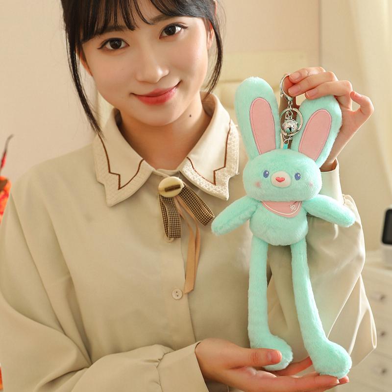 Kanin Gosedjur Plyschleksak Kaninpäls Nyckelring Mjuk Söt Accessoarer Nyckelring Gåva till Kvinnor Flickor Barn Bildekoration
