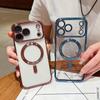 Galvanisiertes durchsichtiges magnetisches Gehäuse für iPhone 17 Pro Max Air 11 12 13 16 Pro 14 15 Plus Für Magsafe kabelloses Ladegerät Handyhülle