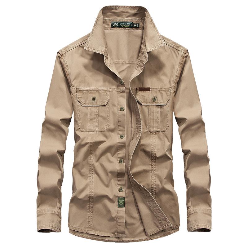 Nouvelle Chemise à Manches Longues de Printemps pour Homme Ample Grande Taille Décontractée Couleur Unie Coton Âge Moyen