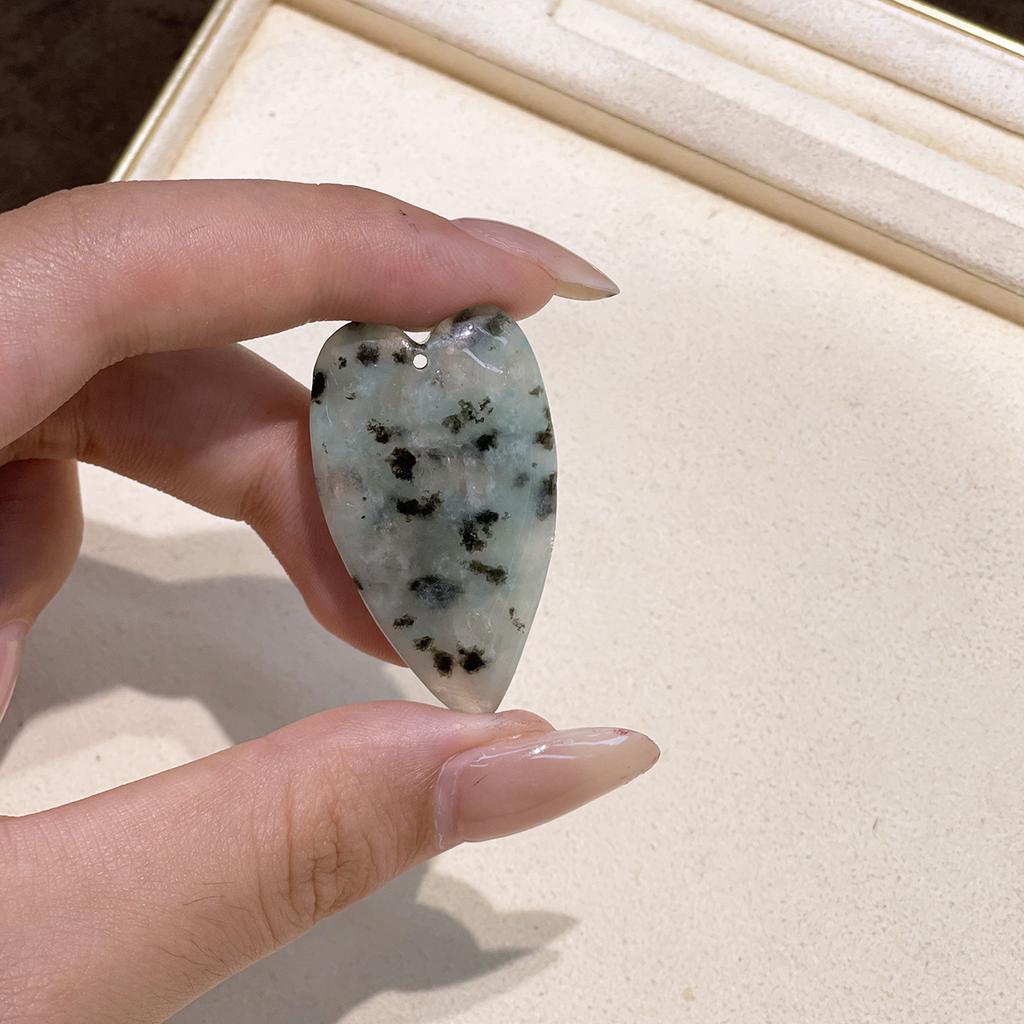 1Pc Natural Stone Elongated Heart Pendant 24×40mm Single Hole Gemstone Charm For DIY Necklace Jewelry Making