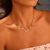 GEMCHIC Women's Resin Flower Geometric Pendant Necklace Gold Plated Stainless Steel Chain Choker for Party Wedding Daily