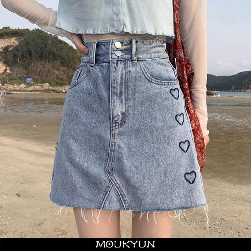 

MOUKYUN синяя джинсовая юбка, модные плиссированные мини-юбки с высокой талией и принтом, Y2K, милая, милая уличная одежда в стиле ретро, ​​летняя женская юбка