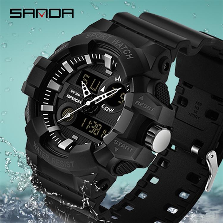 Mens Watch Sanda 780 Sports  Fashion Led Digital Fashion Quartz Watch Men Waterproof G Style Watches Relogio Clock