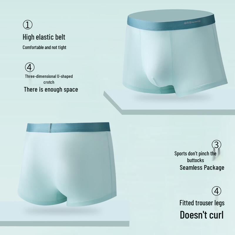 Hengyuanxiang Men's Ice Silk Boxer Briefs 4-Pack