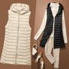 2025 Winter Autumn Women's Lightweight Hooded Down Vest Mid-Length Slim Plus Size Sports Inner Puffer Jacket