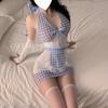 Erotic Underwear Pure Desire Maid Role-playing, Hip-Hugging Maid Uniform Seductive No-Take Pajama Set 1220