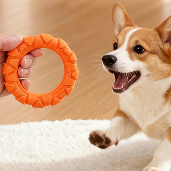 Pet Chew Toy TPR Material Tug-of-War Interactive Training Teeth Dog Chew Ring Bite-Resistant Medium Large Dogs Safe Chew Toy