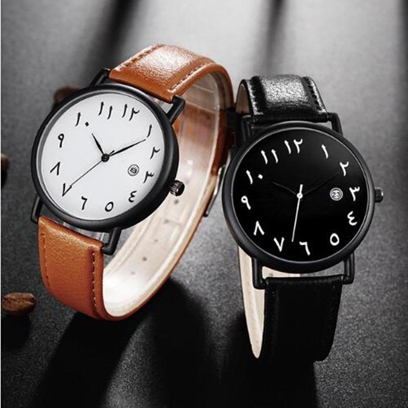 Men Watch Men's Fashion Quartz Watch Movement Black Leather Sports Clock Business Dress Watches