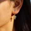 S925 Sterling Silver Zirconia Cross Earrings - Elegant, Simple, and Versatile European & American Design