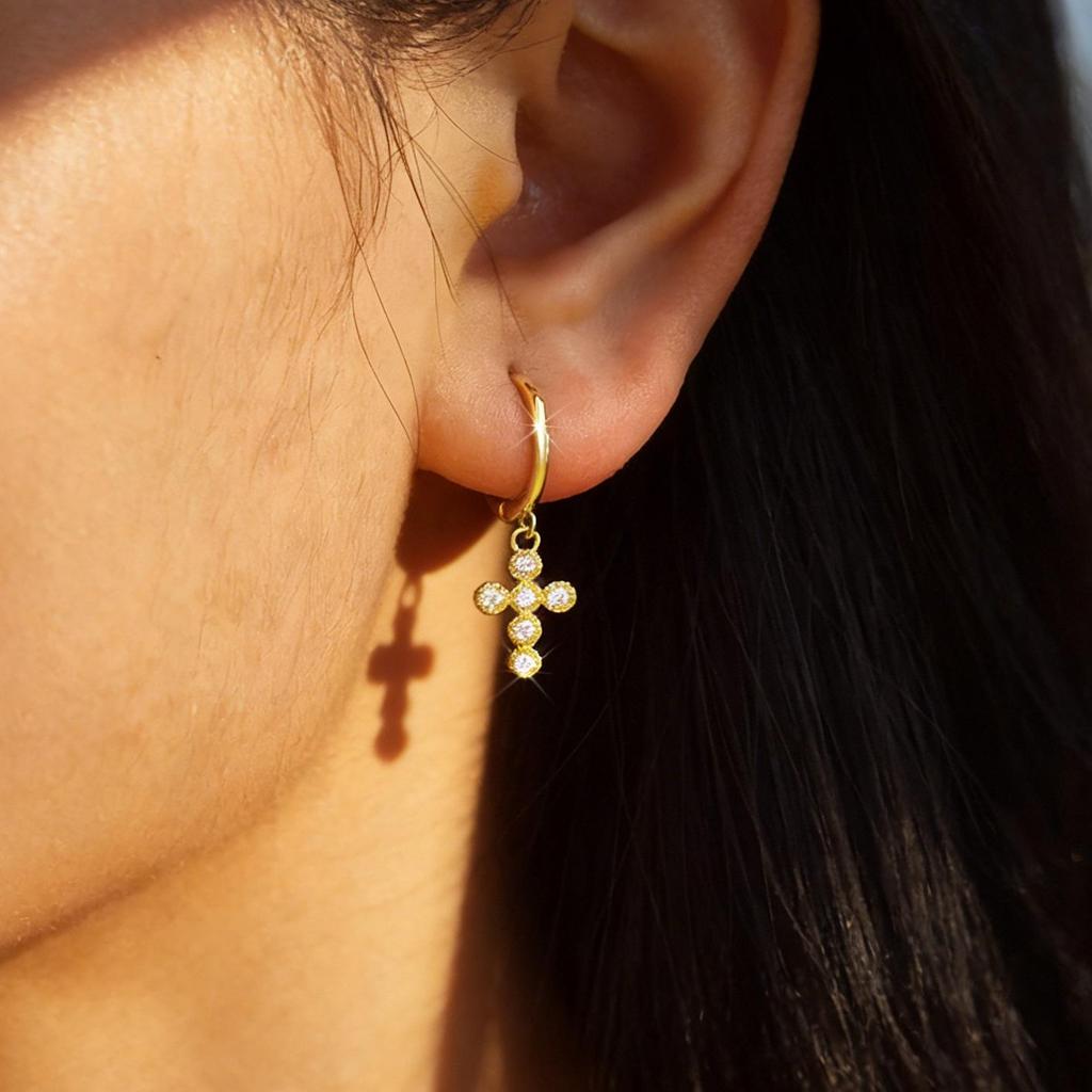 S925 Sterling Silver Zirconia Cross Earrings - Elegant, Simple, and Versatile European & American Design