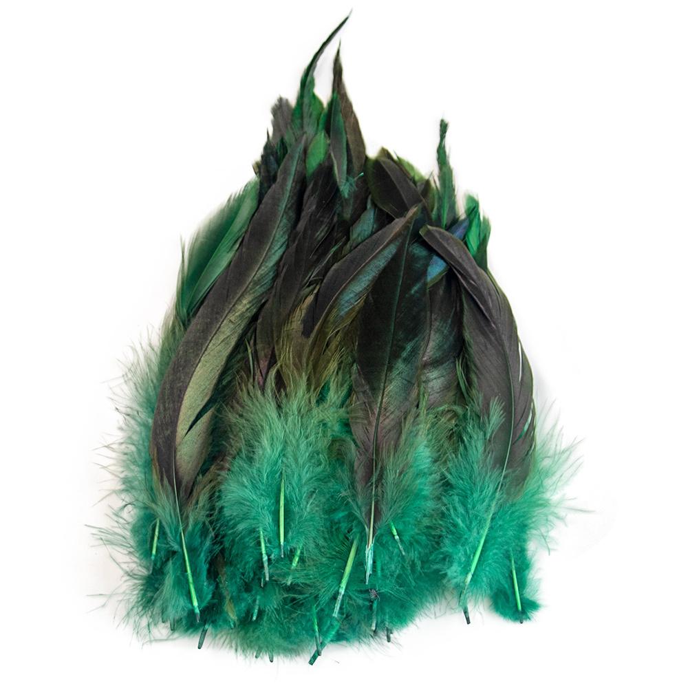

100pcs Natural Rooster Feathers 13-18cm Real Pheasant Plumes for Crafts Wedding Party Decoration Fly Tying Materials Accessory 100pcs темно-зеленого