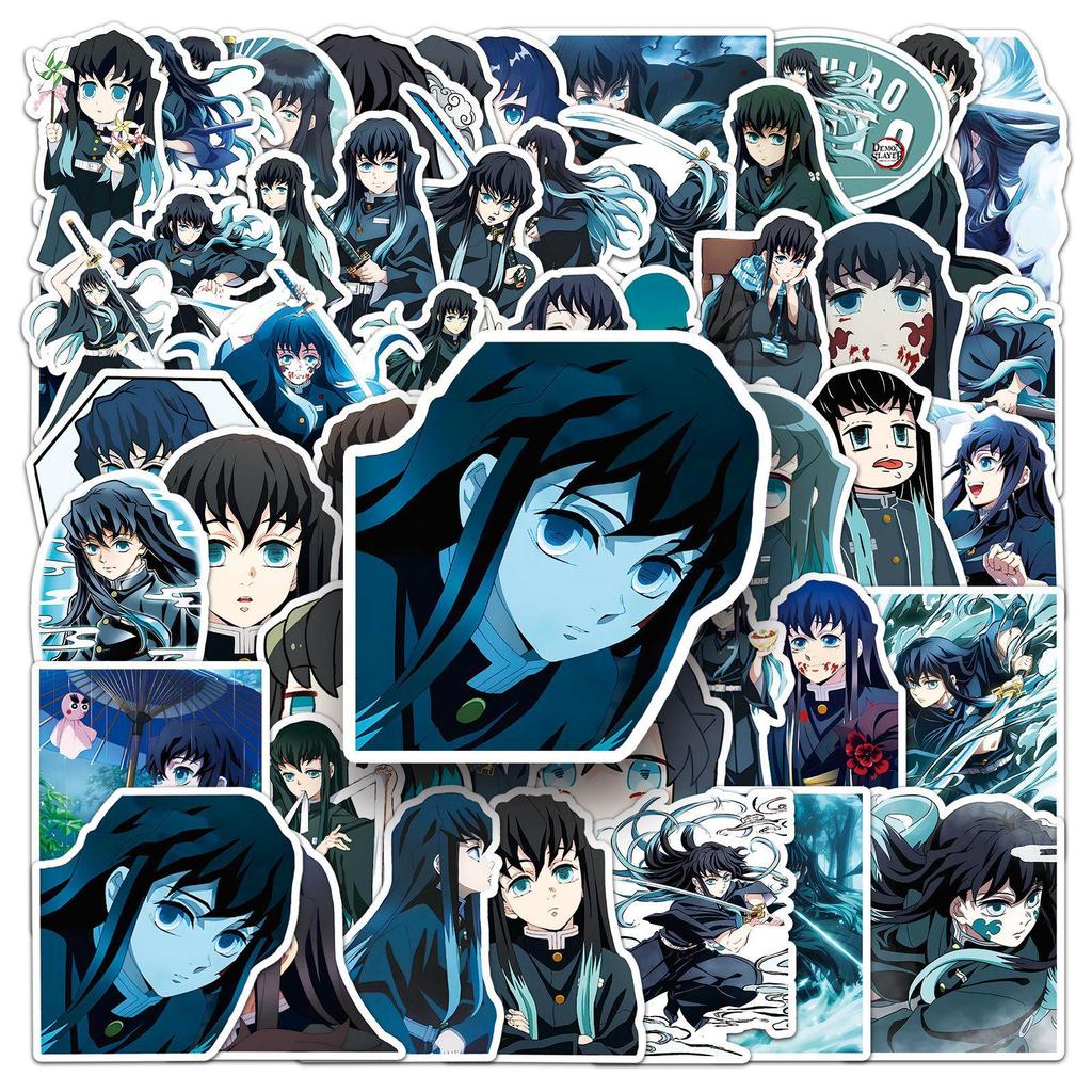 50 Tokitou Muichiro Anime Demon Slayer Stickers: Waterproof Decor for Phone & Cup