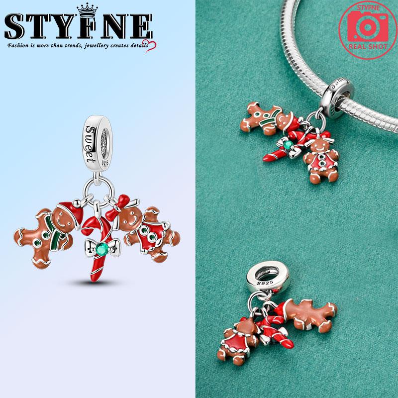 Copper Christmas Snowman Gingerbread Man Charms Beads Fit Original Bracelet Necklace Fine Jewelry Women Diy Gifts